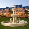 Natural Travertine swans garden decoration stone fountain statue